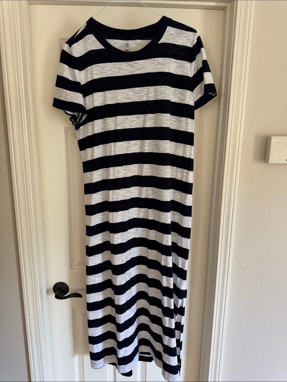 Lou & Grey Blue and White Striped Midi Dress